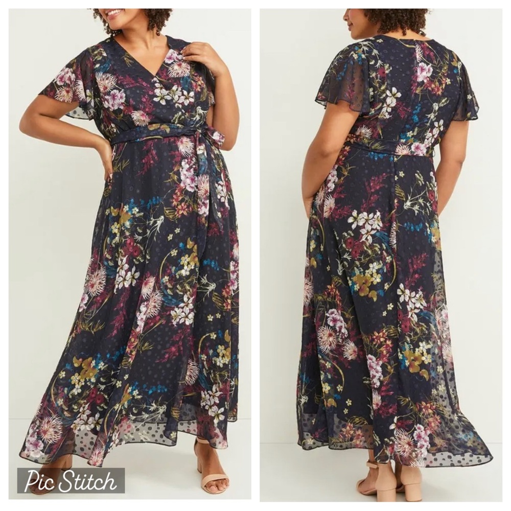Lane Bryant Navy Floral Maxi Dress